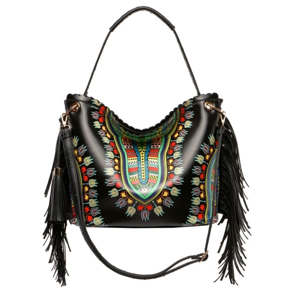 Dashiki Print Fringe Handbag - Picture 1 of 1